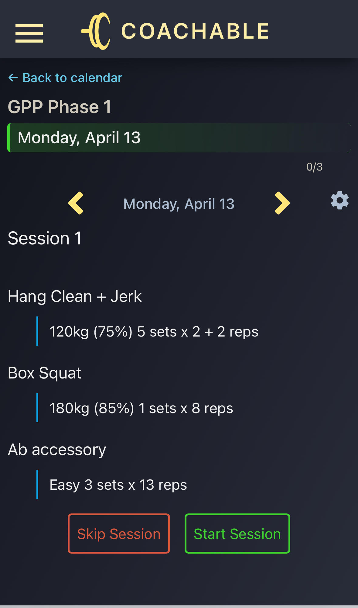 Athlete dashboard showing workouts and feedback