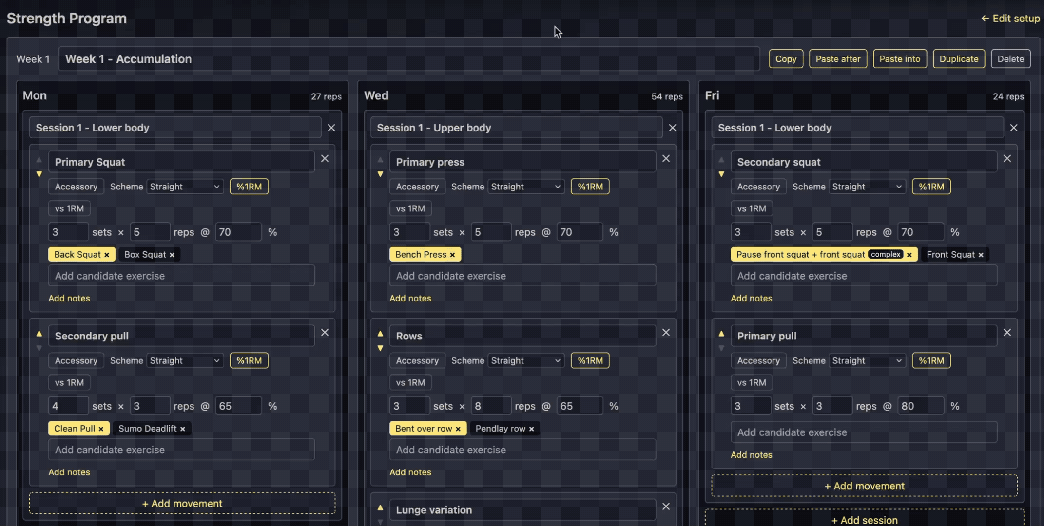 Blueprint Builder generating a periodized program